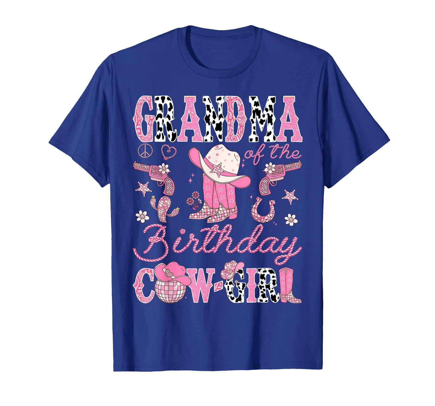 Grandma Of The Birthday Cow-Girl Pink Rodeo Western T-Shirt