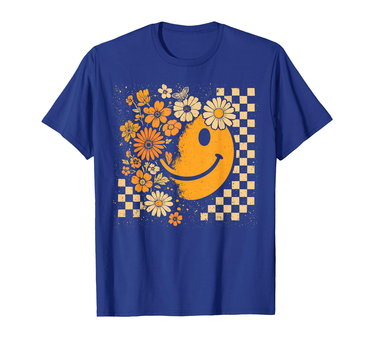 Floral Smile Face Halloween Spooky Vibes Women Teen Girl Kid T-Shirt