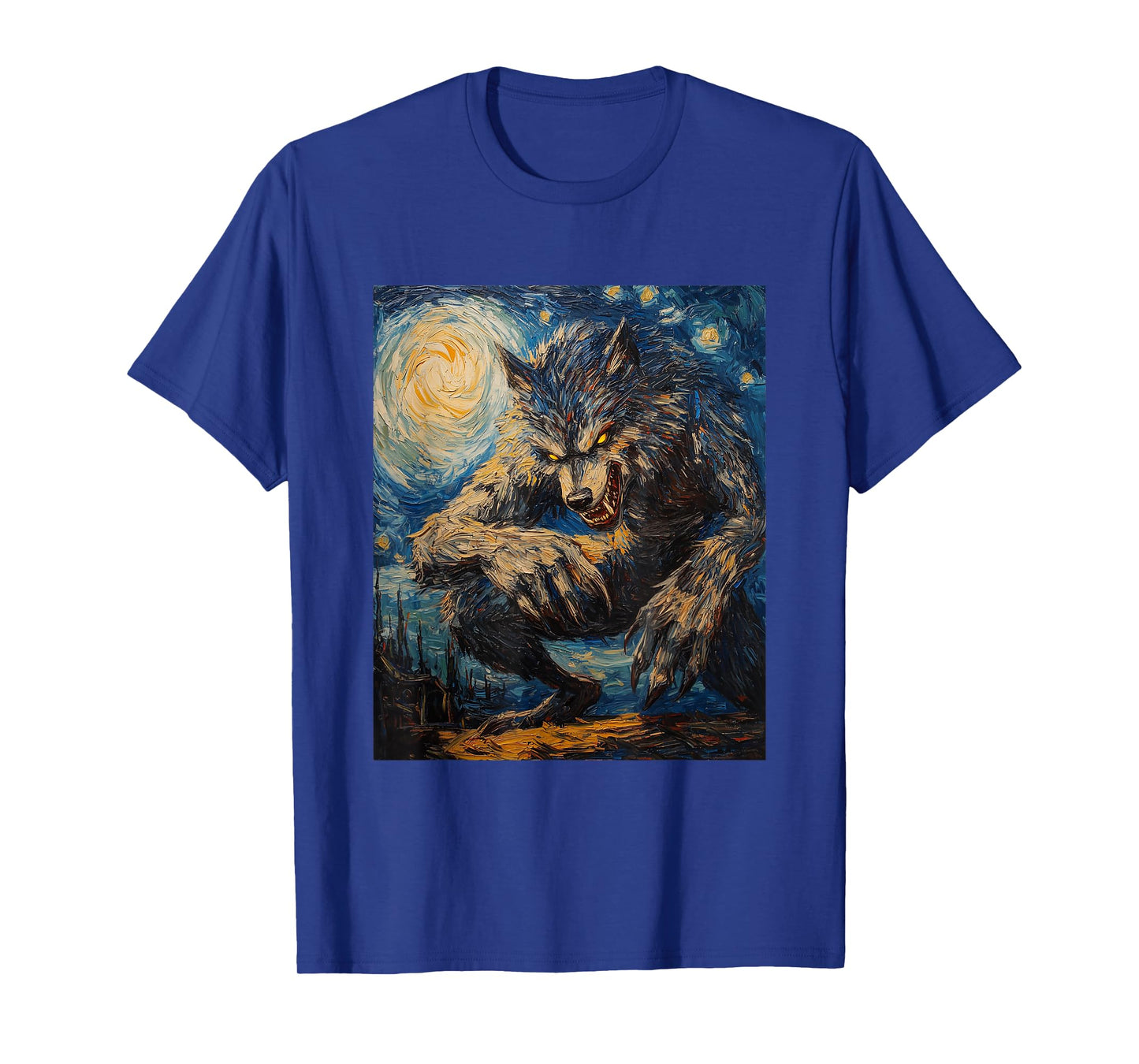 Werewolf Wolf Wolves - Van Gogh Style โ Starry Night Graphic T-Shirt