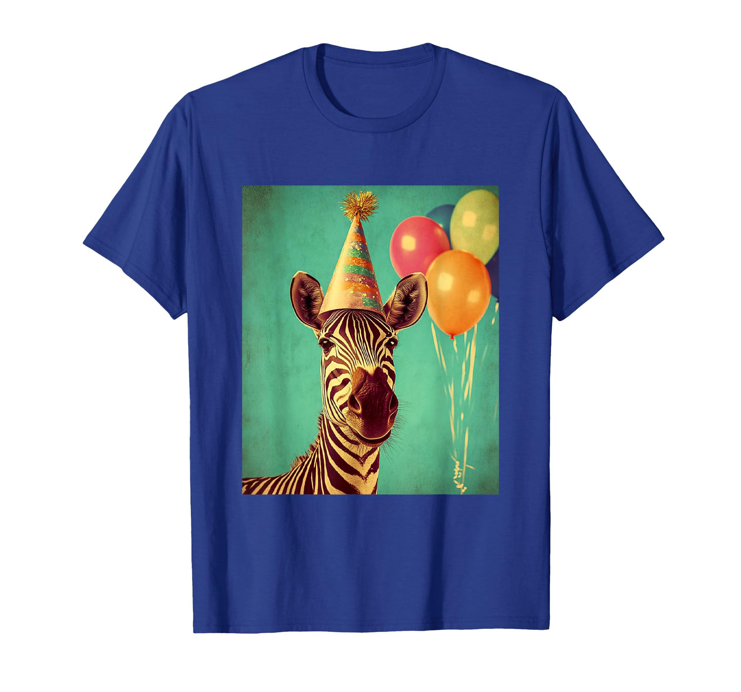 Zebra Retro Art Print Birthday Party Balloons & Party Hat T-Shirt