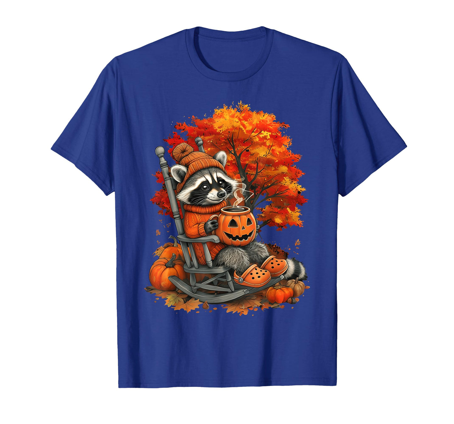 Feral Girl Fall Raccoon Halloween Pumpkin Raccoon Autumn T-Shirt