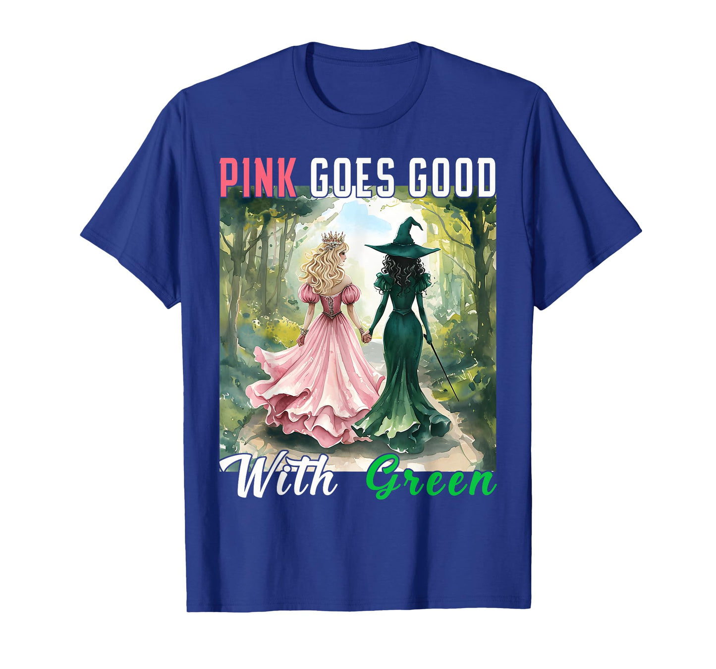 Pink Witch Goes Good With Green Halloween Witch Women Girls T-Shirt