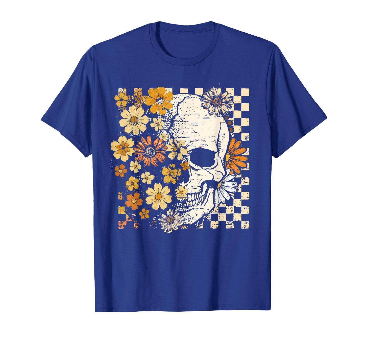 Retro Skull Skeleton Floral Fall Autumn Spooky Halloween T-Shirt
