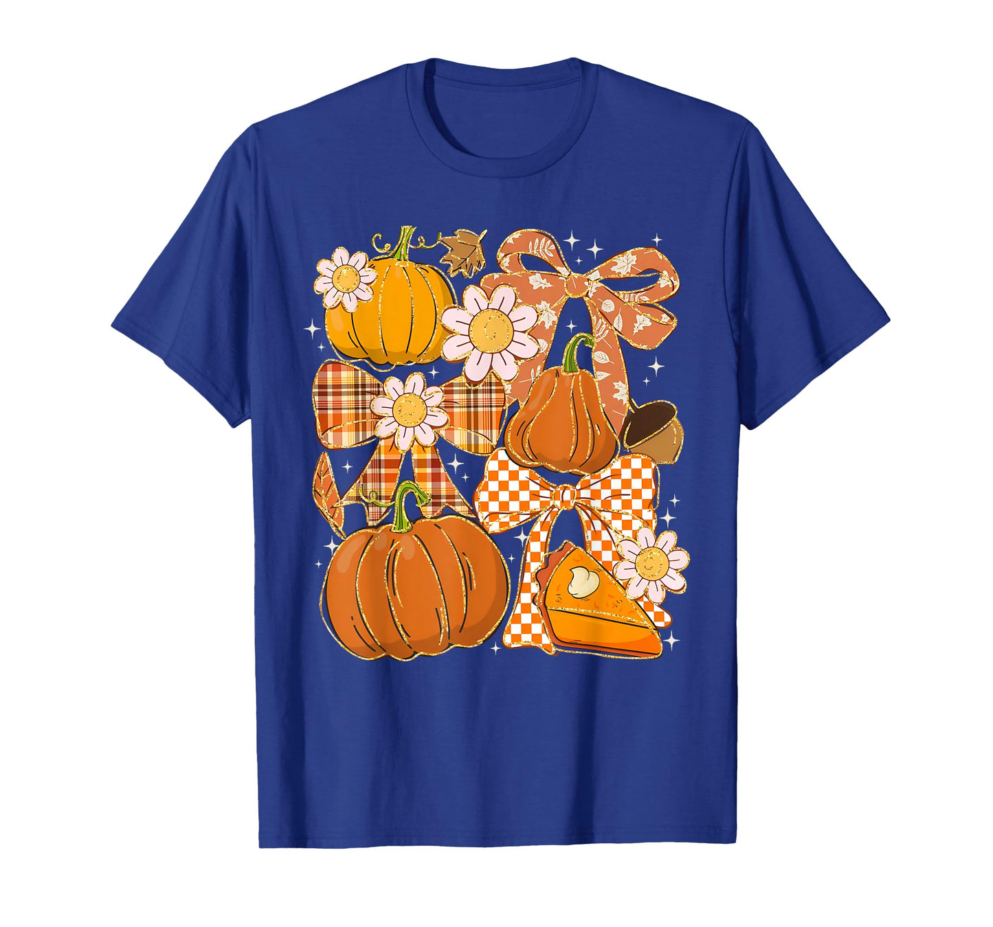 Coquette Bow Pumpkin Spice Thanksgiving Autumn Fall Leaves T-Shirt
