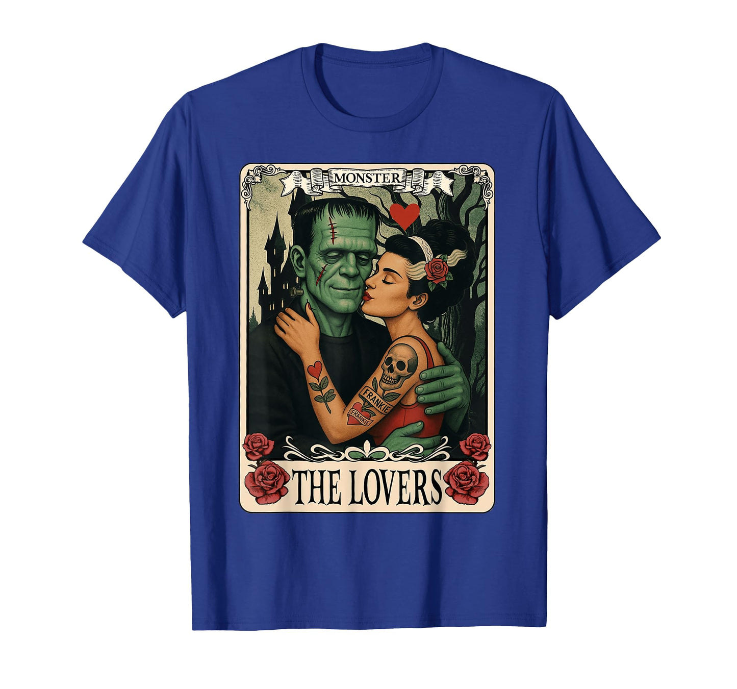 The Monster Frankenstein And Bride The Lovers Tarot Card T-Shirt