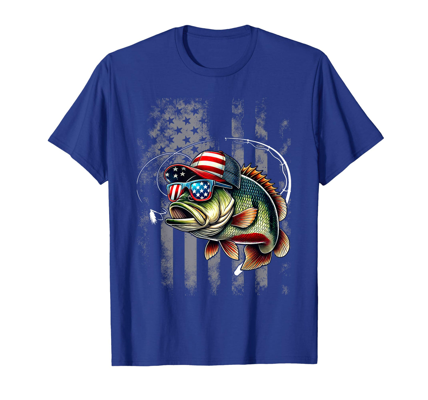 Funny Fishing & Fisherman American Flag T-Shirt