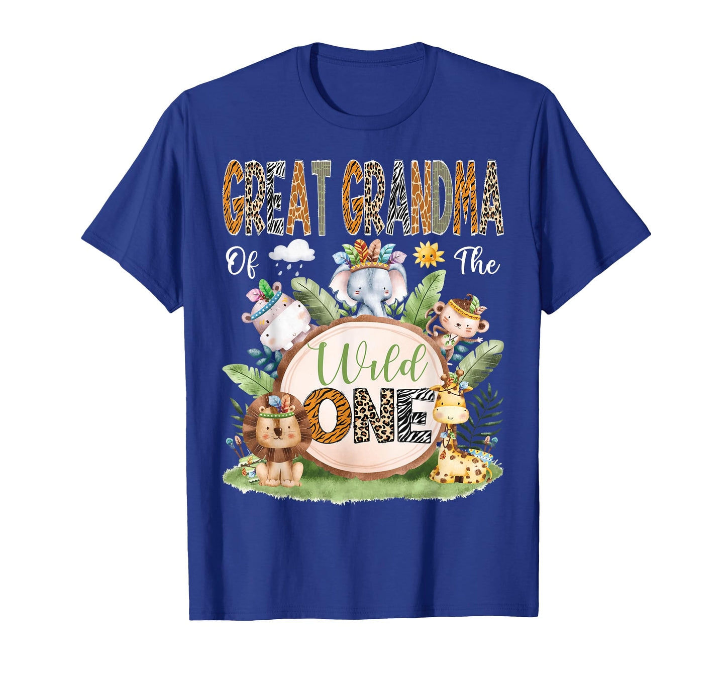 Great Grandma Of The Wild One Safari Tribal Animal 1St Bday T-Shirt
