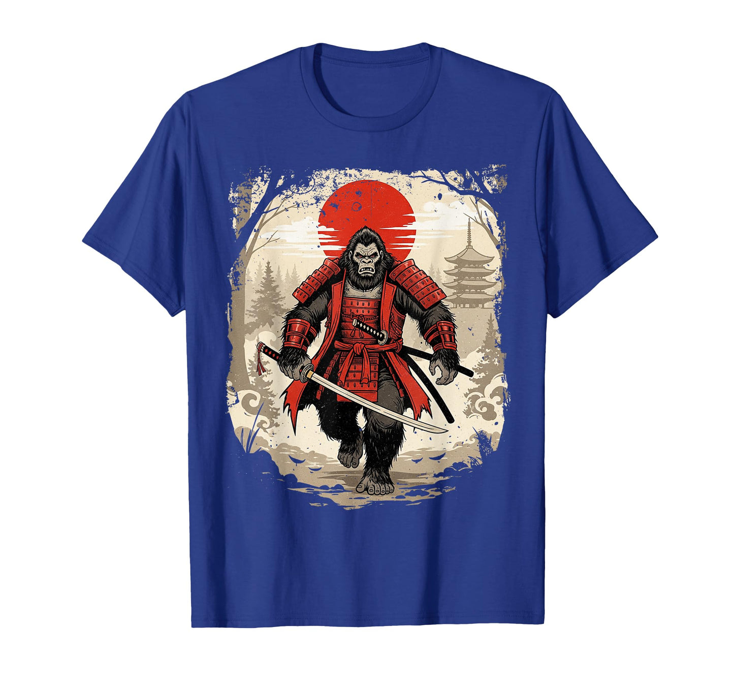 Samurai Bigfoot Japanese Art Vintage Graphic Funny Sasquatch T-Shirt
