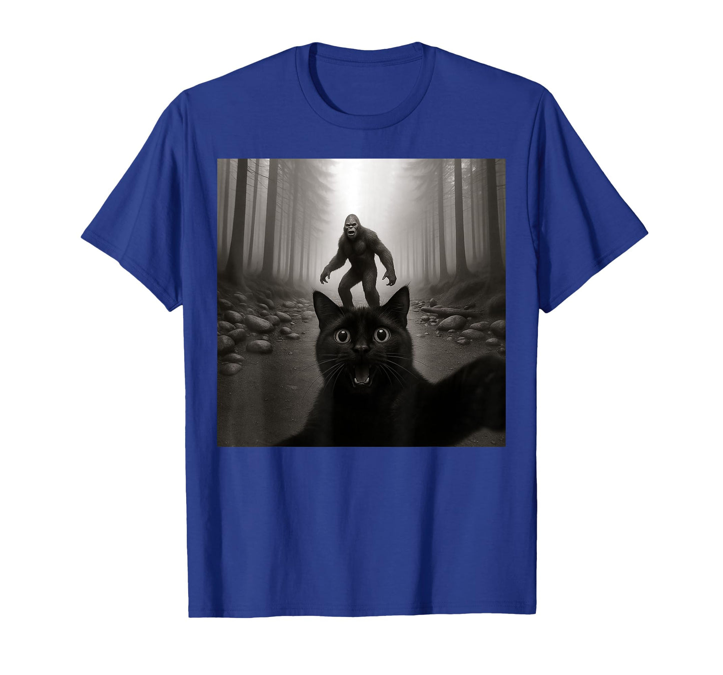 Cat Selfie With Sasquatsch Bigfoot Funny Gifts Men Women Kid T-Shirt