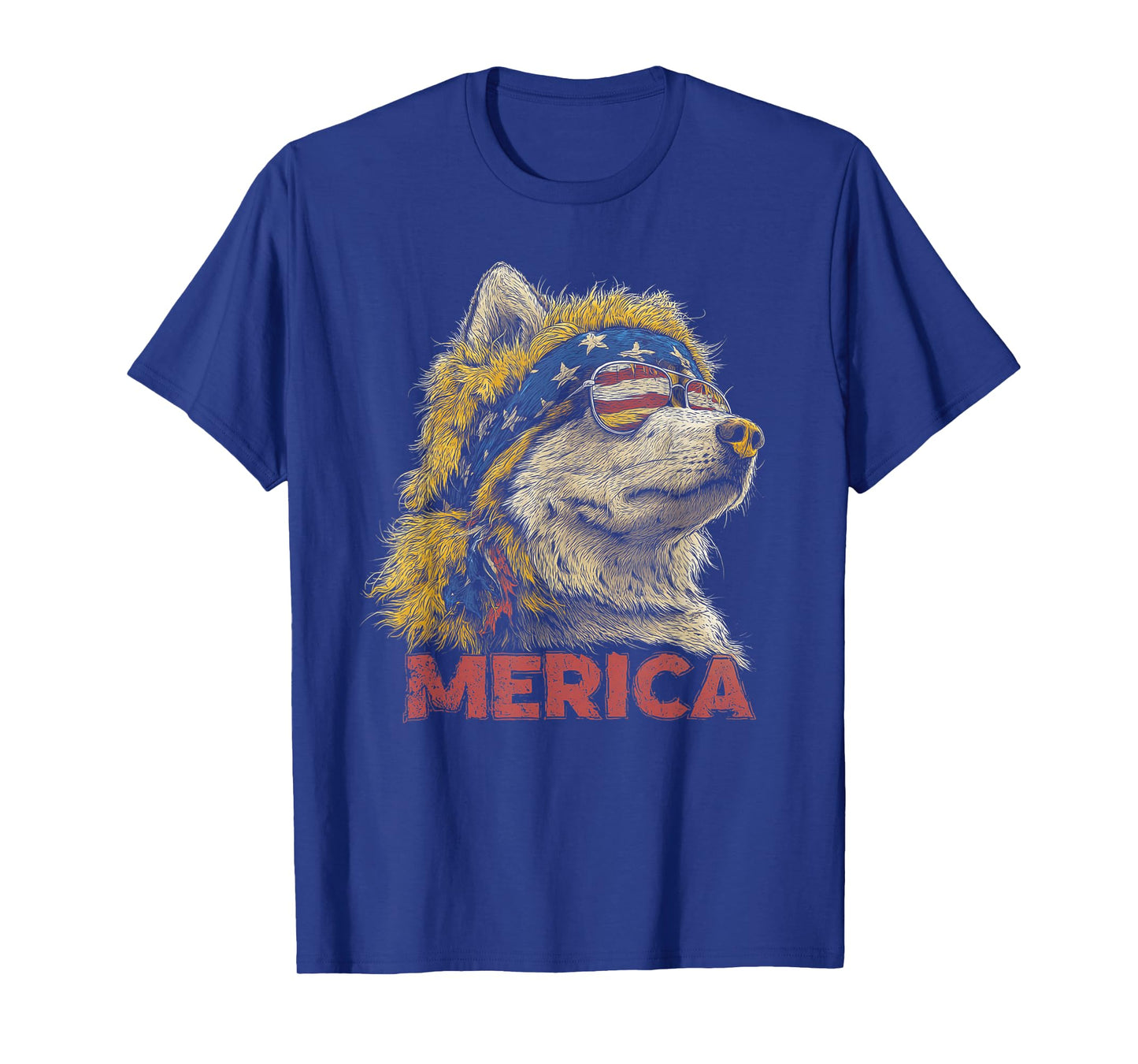 Siberian Husky Dog - Patriotic USA 4th of July American Flag T-Shirt