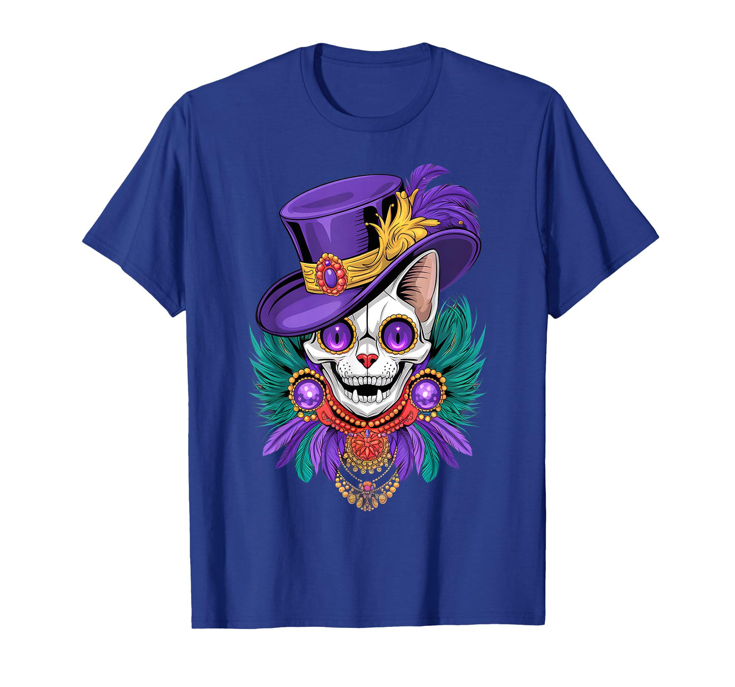 Mardi Gras Cat Sugar Skull Carnival New Orleans Men Women T-Shirt