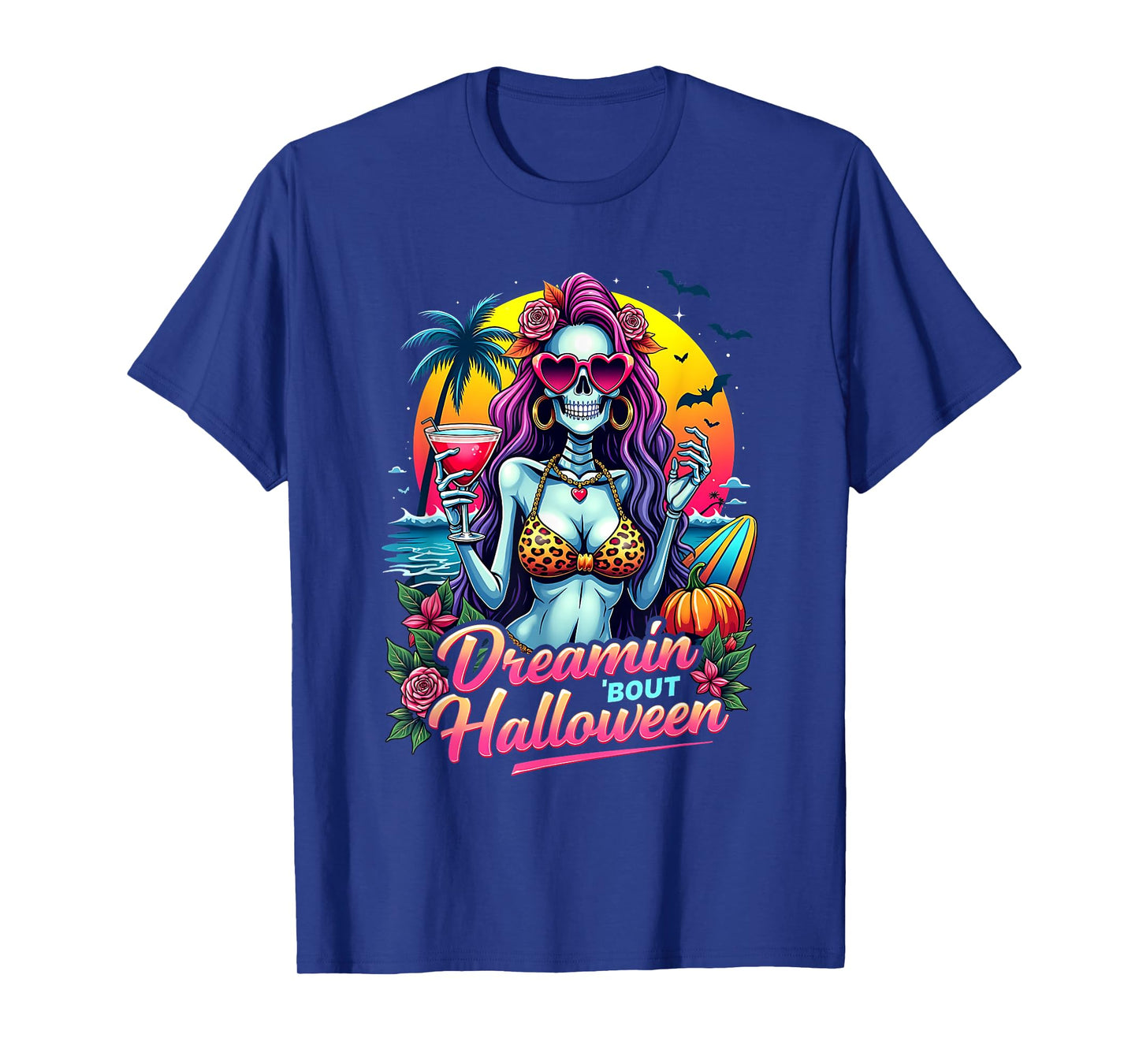 Funny Skeleton Dreamin 'Bout Halloween Summerween Vibes T-Shirt