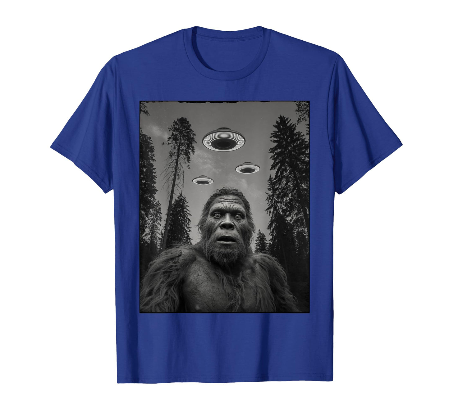 Funny Bigfoot and UFO Selfie T-Shirt