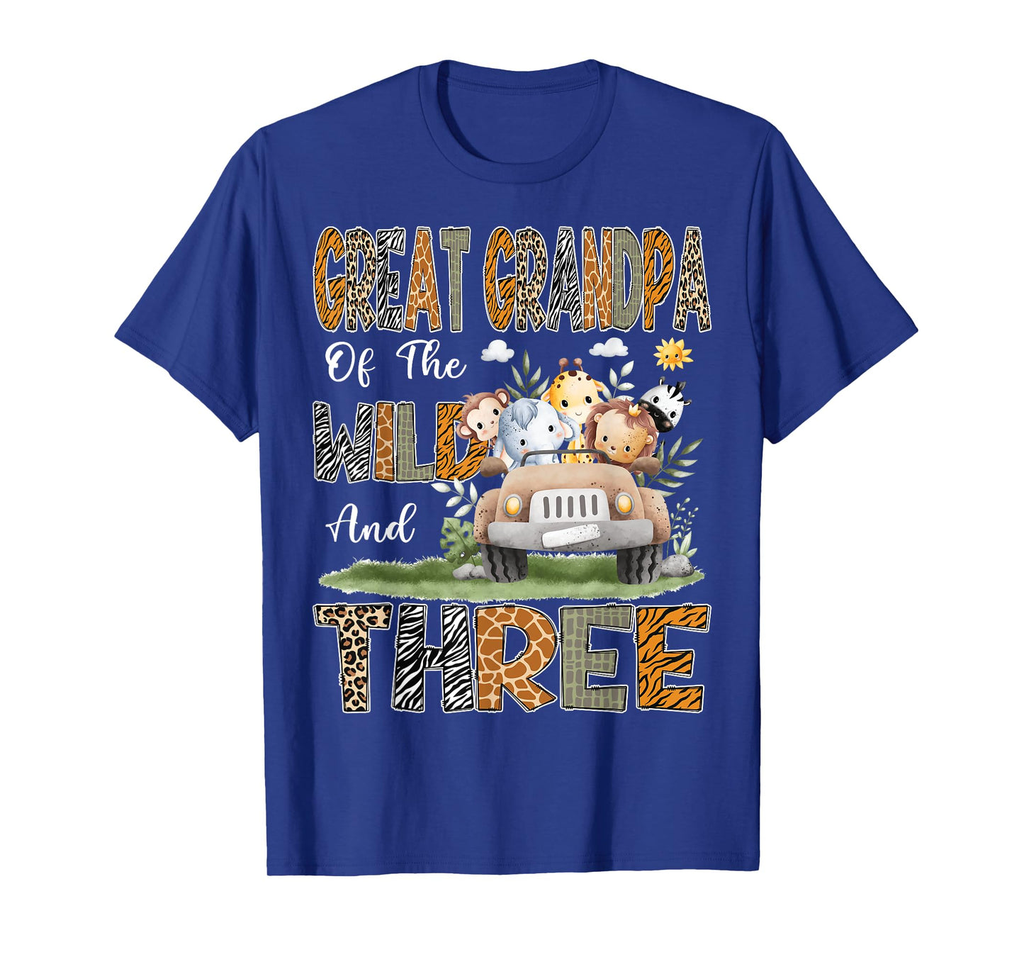 Great Grandpa Of The Wild Three 3Rd Birthday Safari Animal T-Shirt
