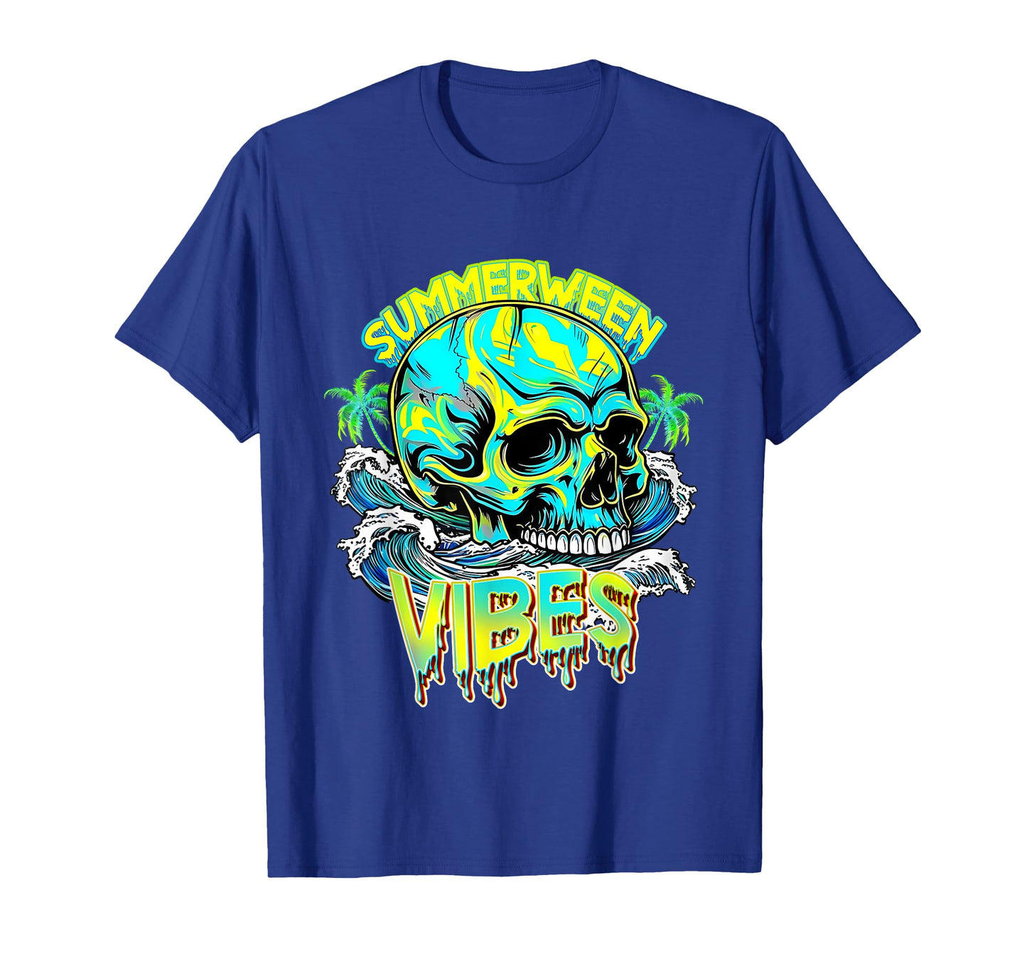 Summerween Vibes Skull Horror Beach Hello Summer Beach T-Shirt