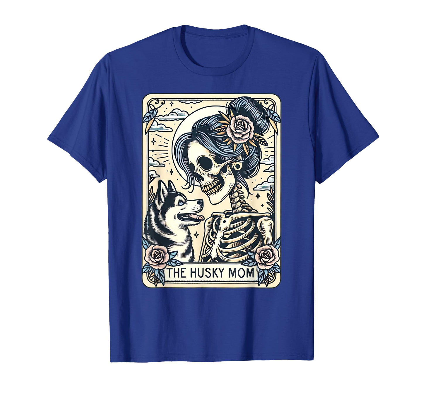 Cute Siberian Husky Mom Tarot Card Skeleton Husky Mama Dog T-Shirt for Men Women