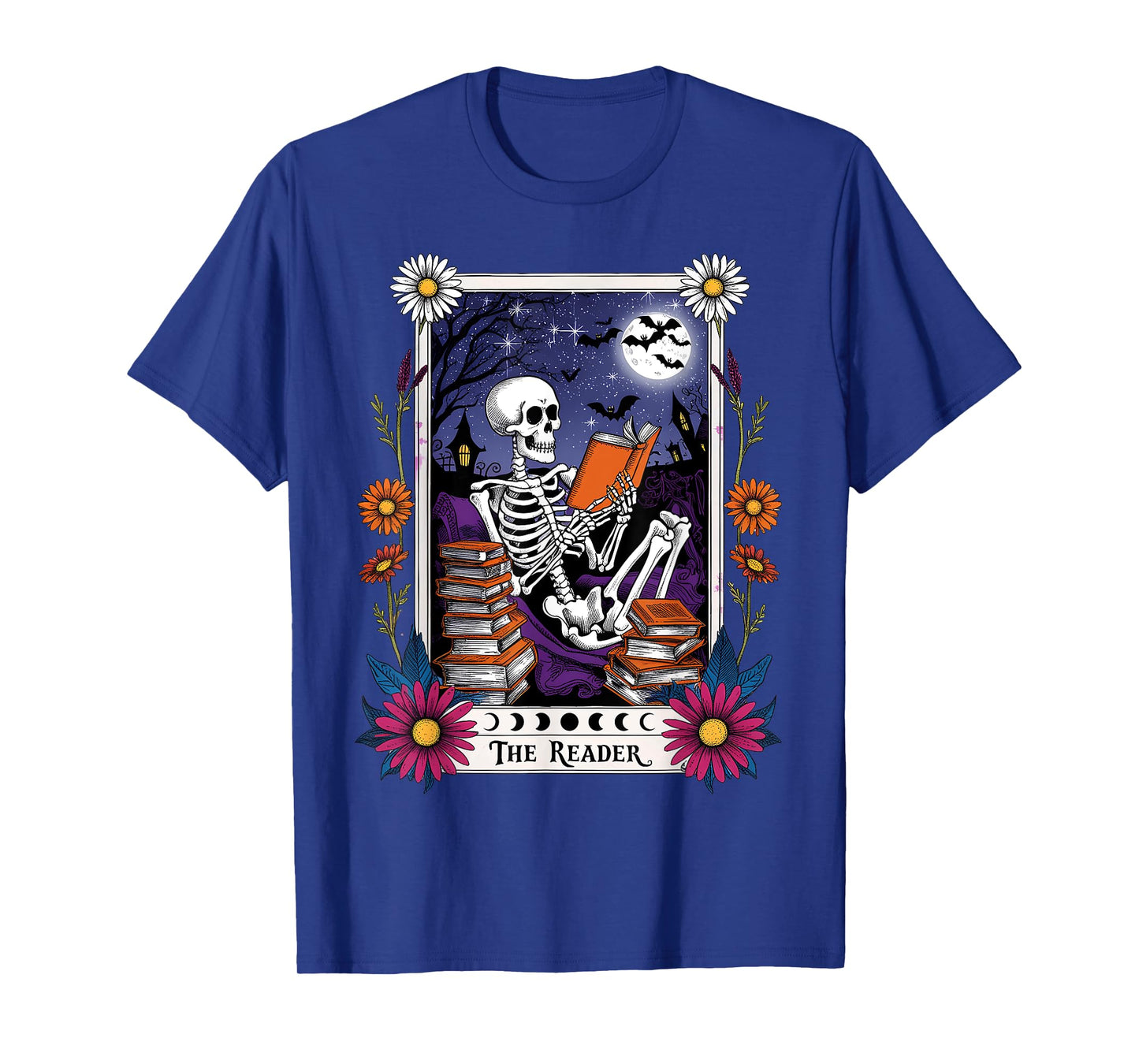 Book Lover Tarot Card The Reader Mystic Funny Skeleton T-Shirt