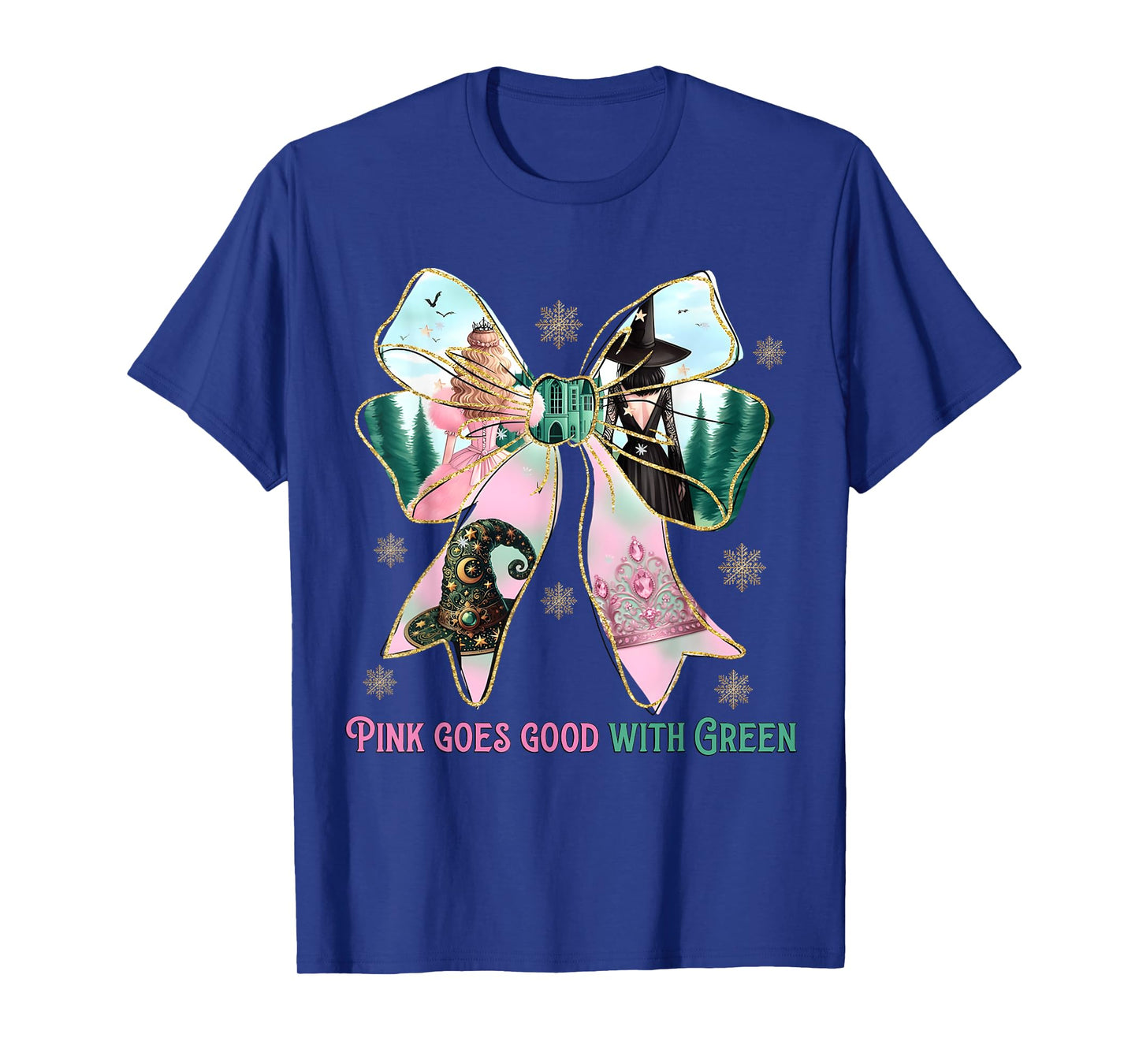 Pink Witch Goes Good With Green Halloween Witch Women Girls T-Shirt