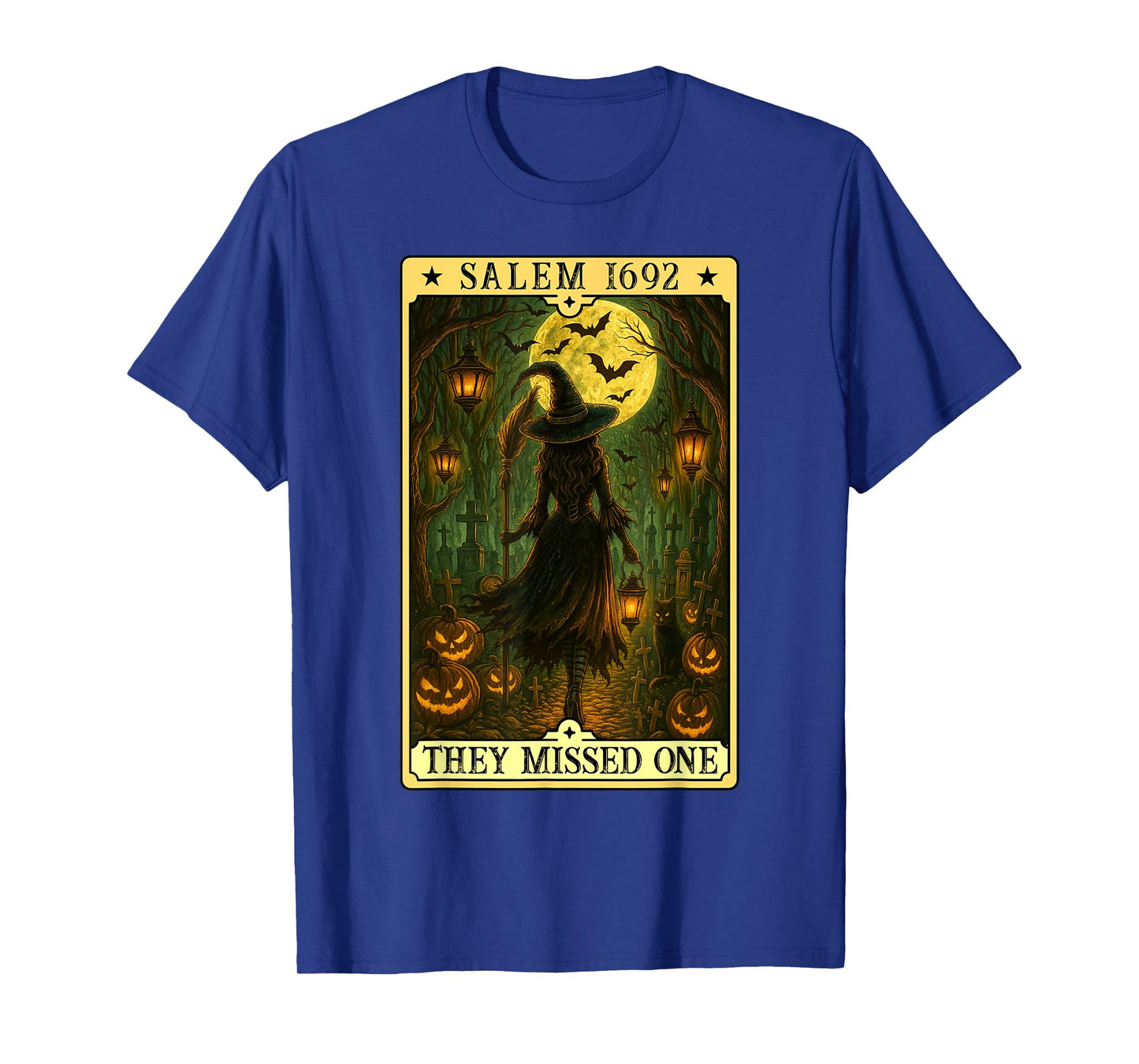 Salem 1692 Halloween Witch They Missed One Tarot Card Women T-Shirt
