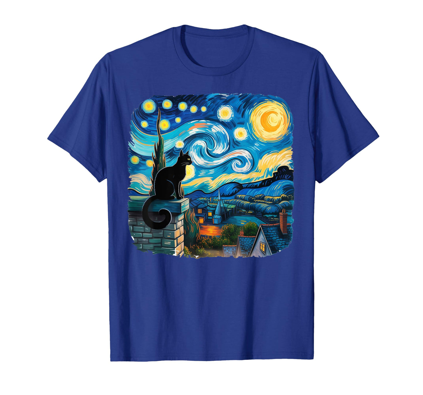 Cat Starry Night Van Gogh Cat For Cat Lover Cat Dad Cat Mom T-Shirt