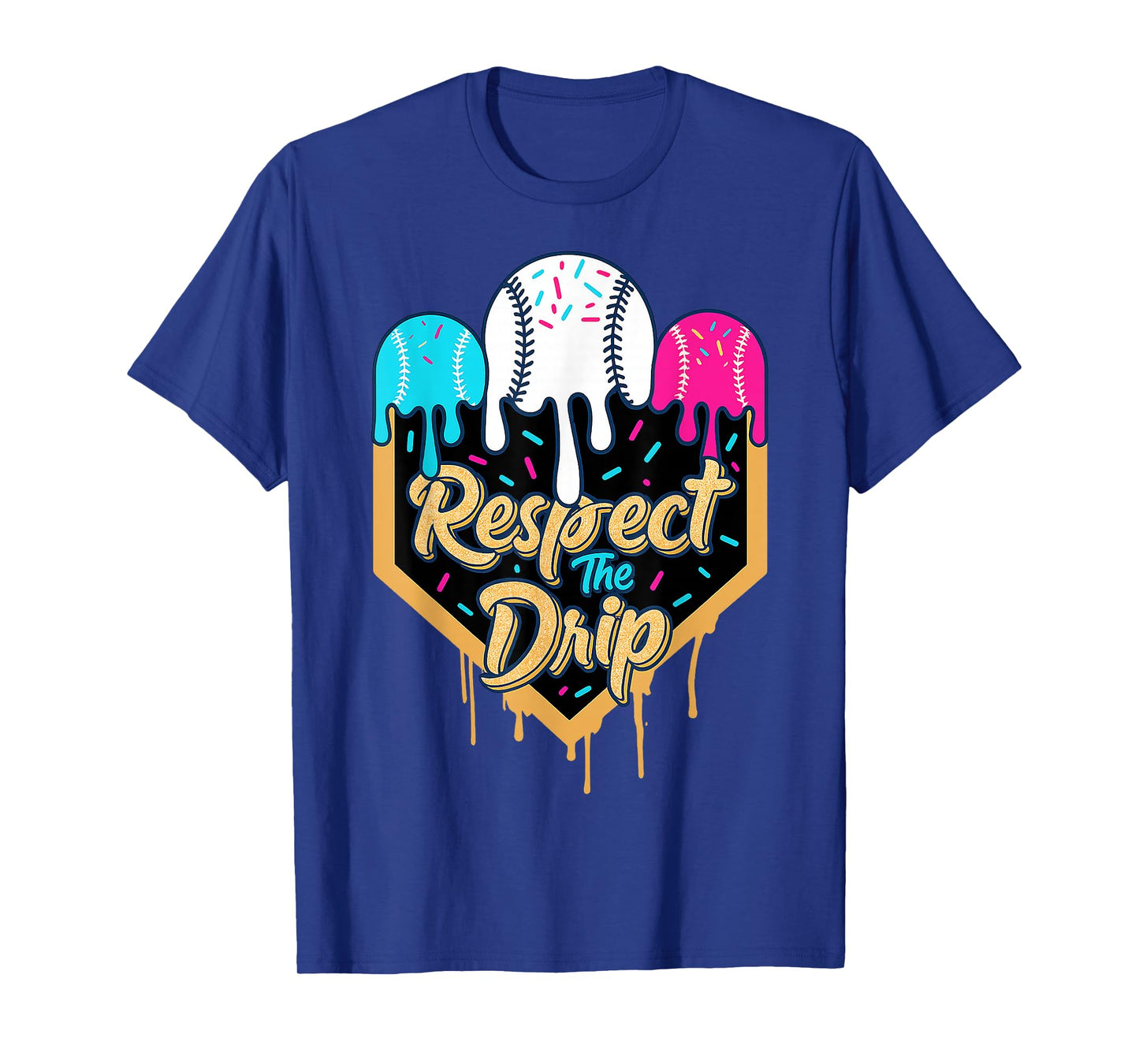 Baseball Ice Cream Respect The Drip Funny Gift Men Women Kid T-Shirt