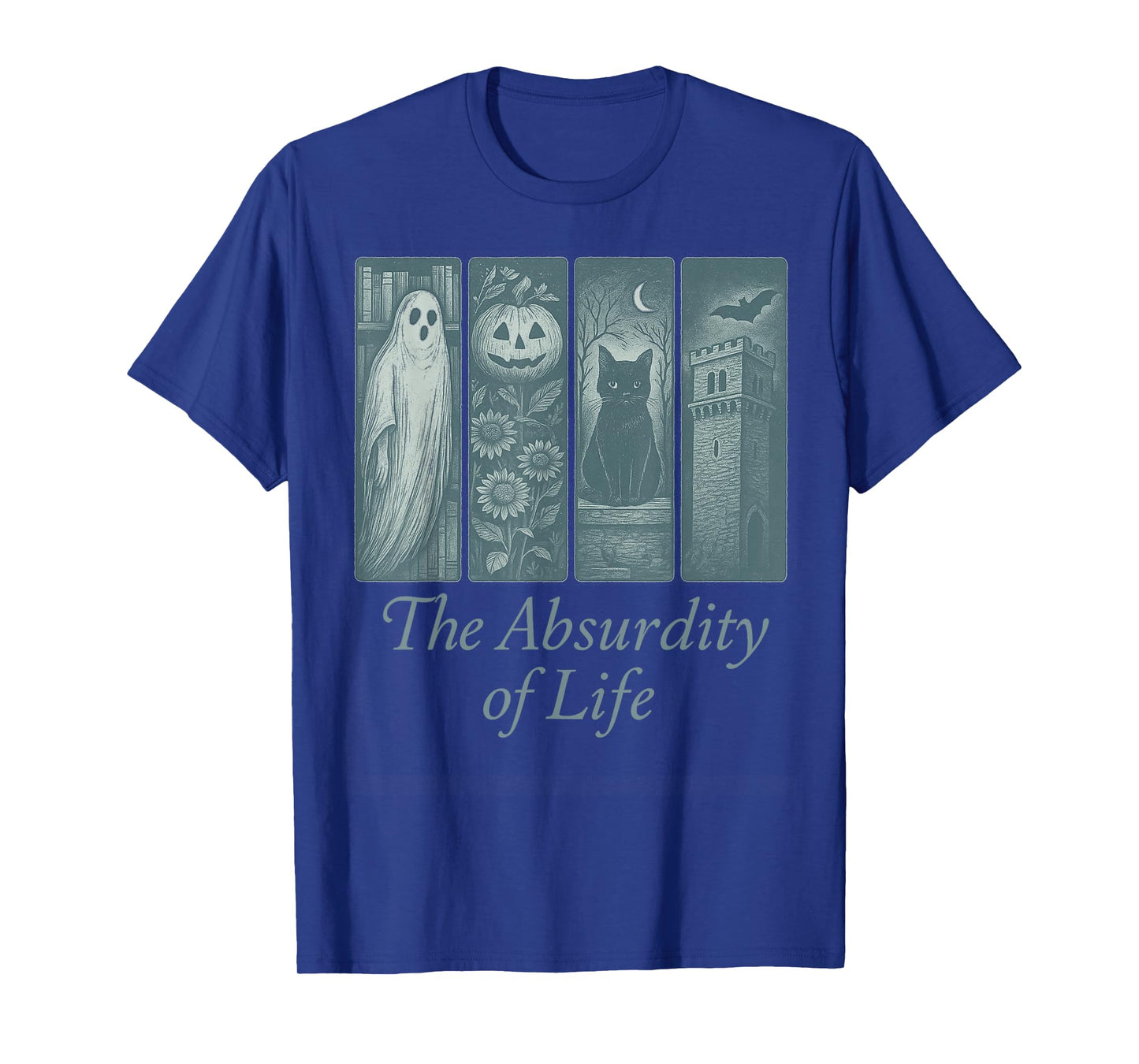 Spooky Vibes Halloween Cat Ghost Pumpkin Haunted House T-Shirt