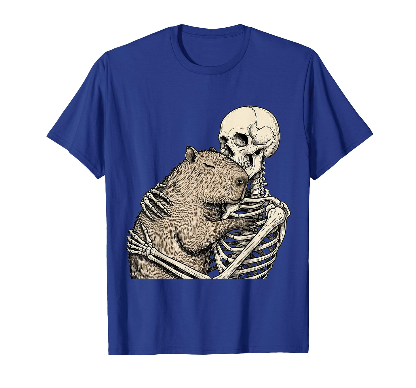 Skeleton Hugging Capybara Halloween Capy Lover Spooky Season T-Shirt