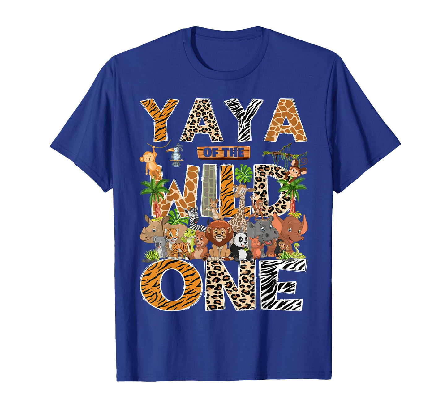 Yaya Of The Wild One Safari Zoo Animal 1St Birthday T-Shirt