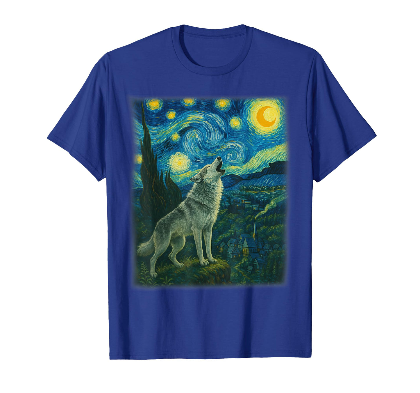 Wolf Starry Night Howling Moon Funny Gifts For Men Women Kid T-Shirt