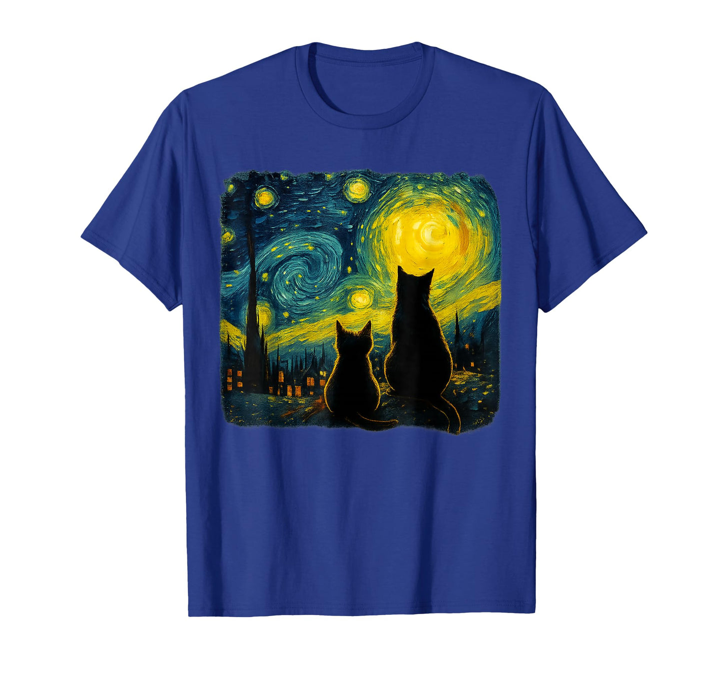 Cat Starry Night for Cat Lover Van Gogh Cat Cat Mom Cat Dad T-Shirt
