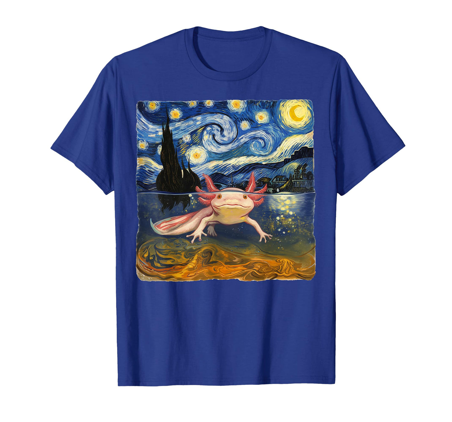 Axolotl Starry Night Van Gogh Funny Gifts For Men Women Kid T-Shirt