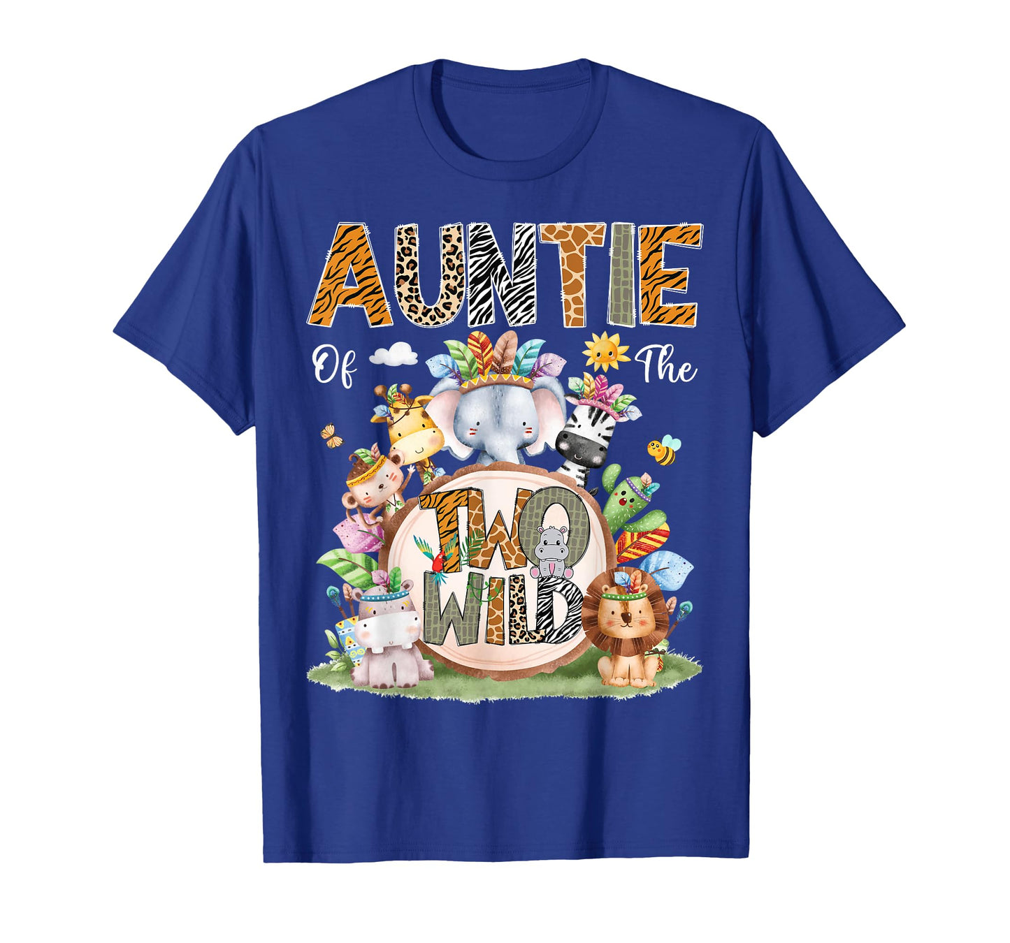 Auntie Of The Two Wild 2Nd Birthday Animal Safari Tribal T-Shirt