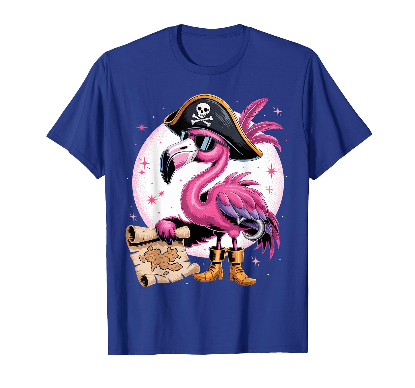 Pirate Pink Flamingo Funny Halloween Party Costume Men Women T-Shirt