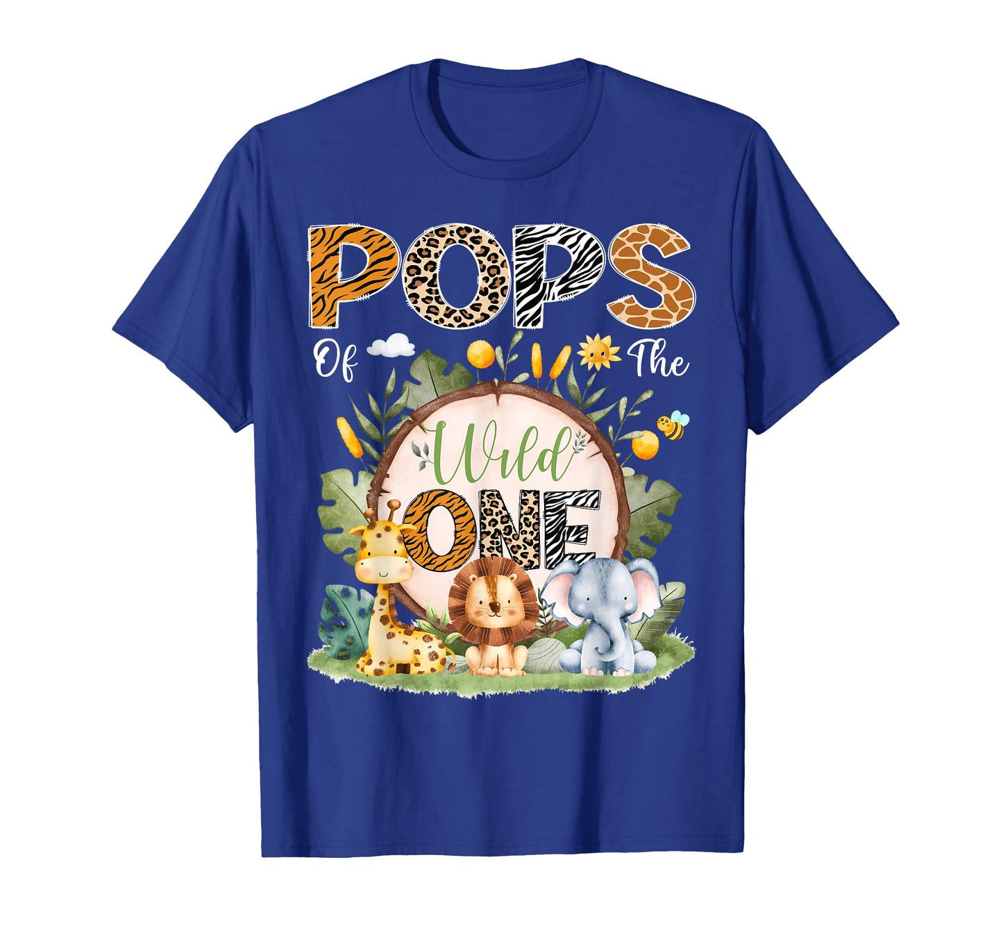 Pops Of The Wild One 1St Bday Safari Jungle Animals T-Shirt