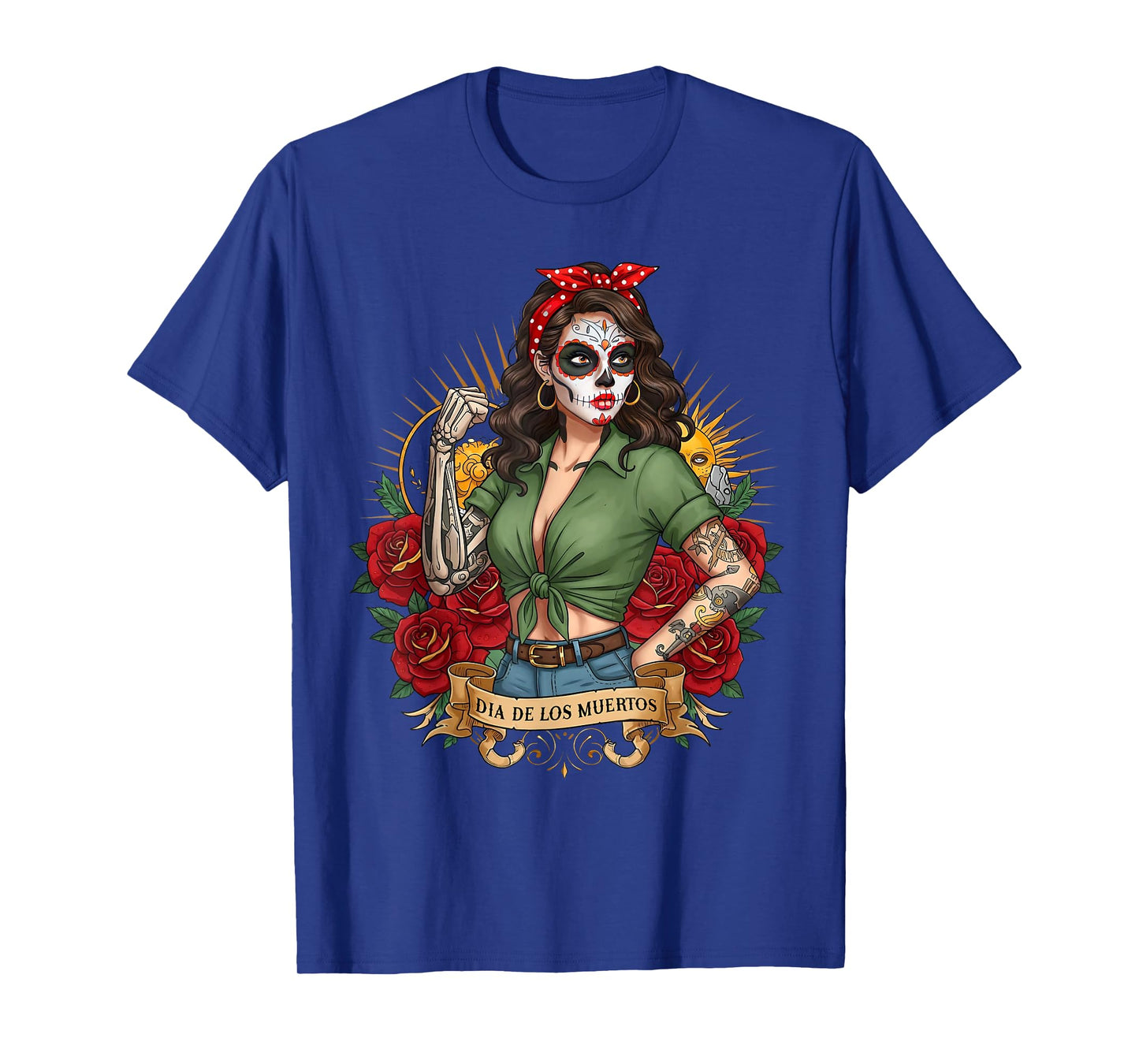 Dia De Los Muertos Rose Flower Woman Catrina Day Of The Dead T-Shirt