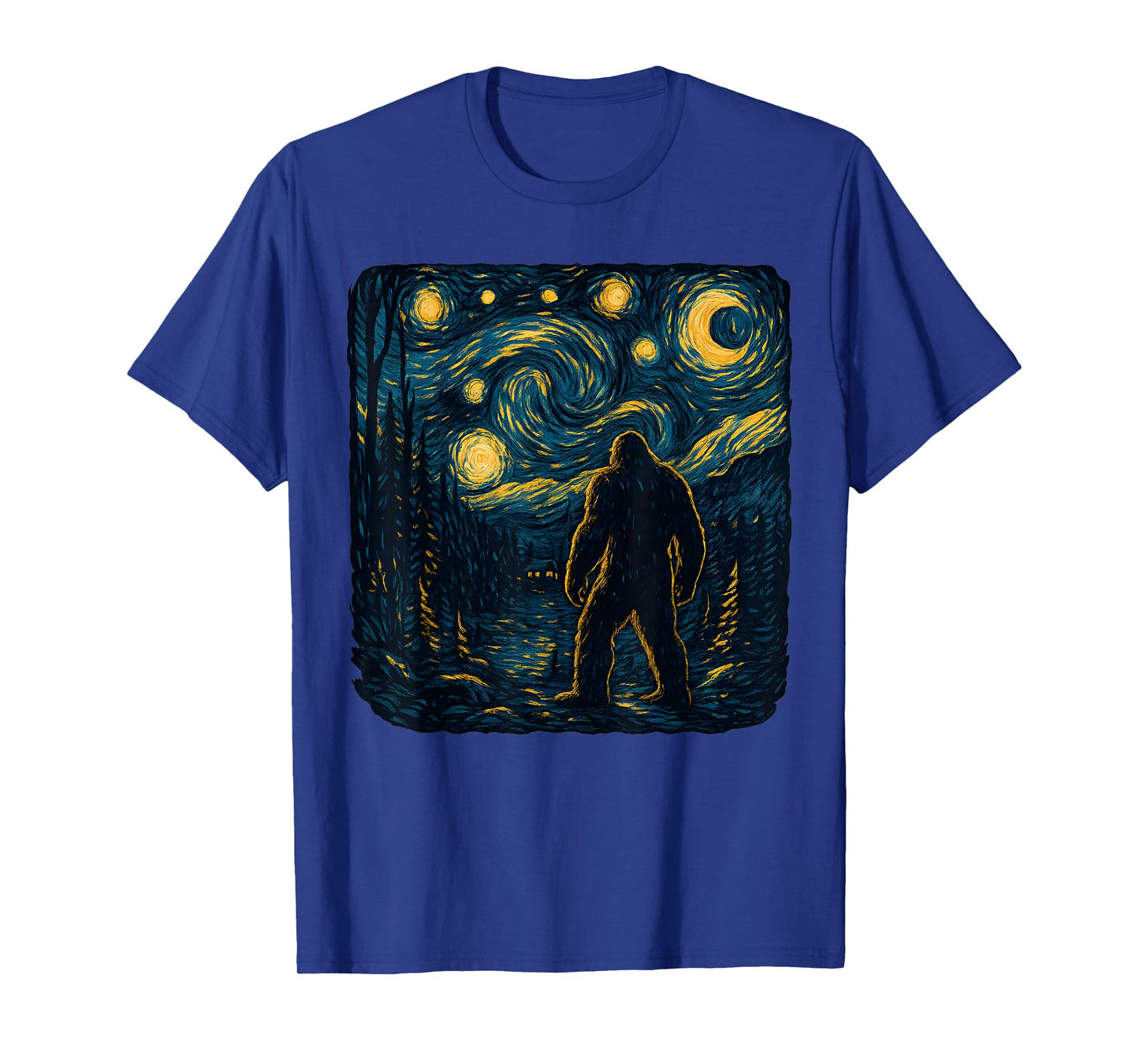 Bigfoot Starry Night Van Gogh Bigfoot Lover For Mom Dad Kids T-Shirt