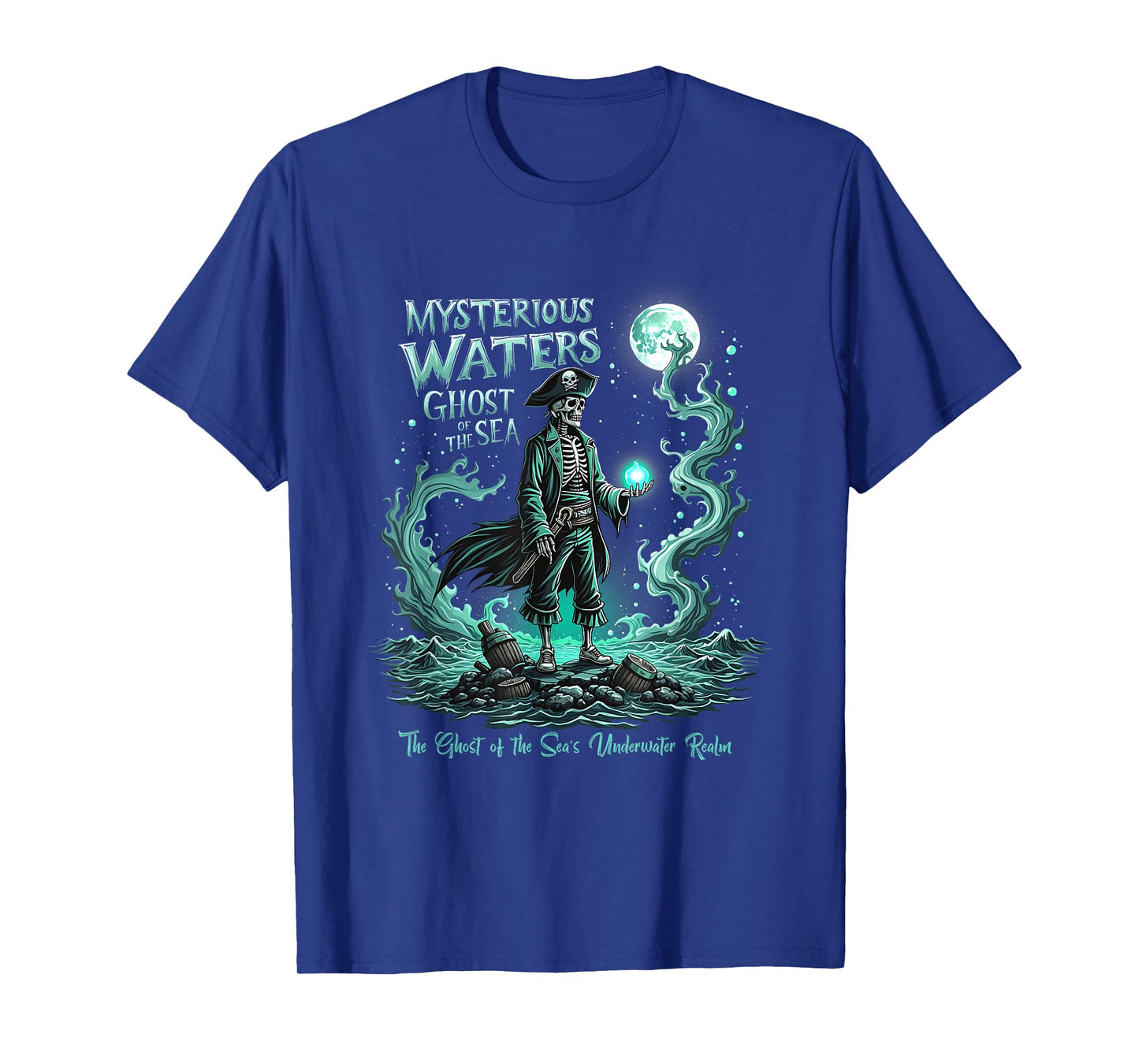 Mysterious Waters Ghost of the Sea Spooky Pirate Graphic T-Shirt