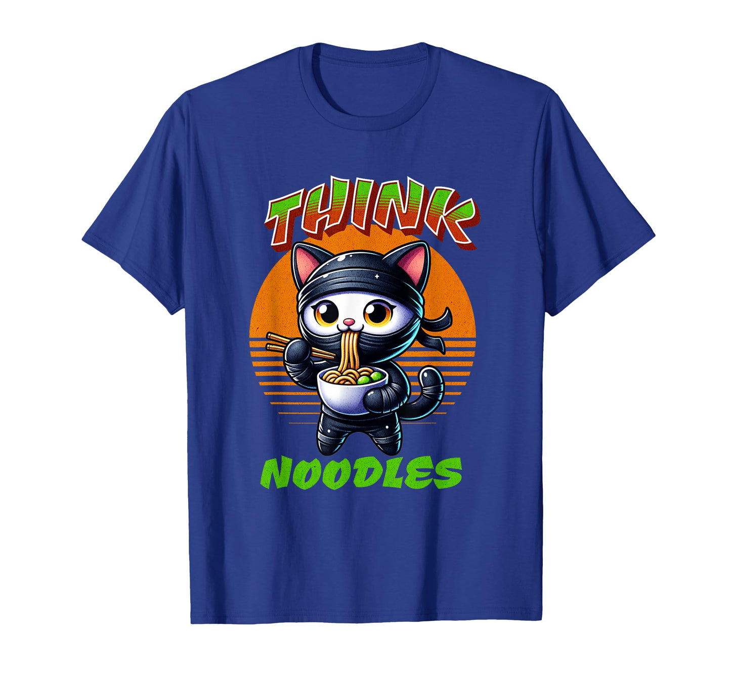 Think Noodles mmm noodles Kawaii Ninja Cat Funny Cat Men Women Kids T-Shirt