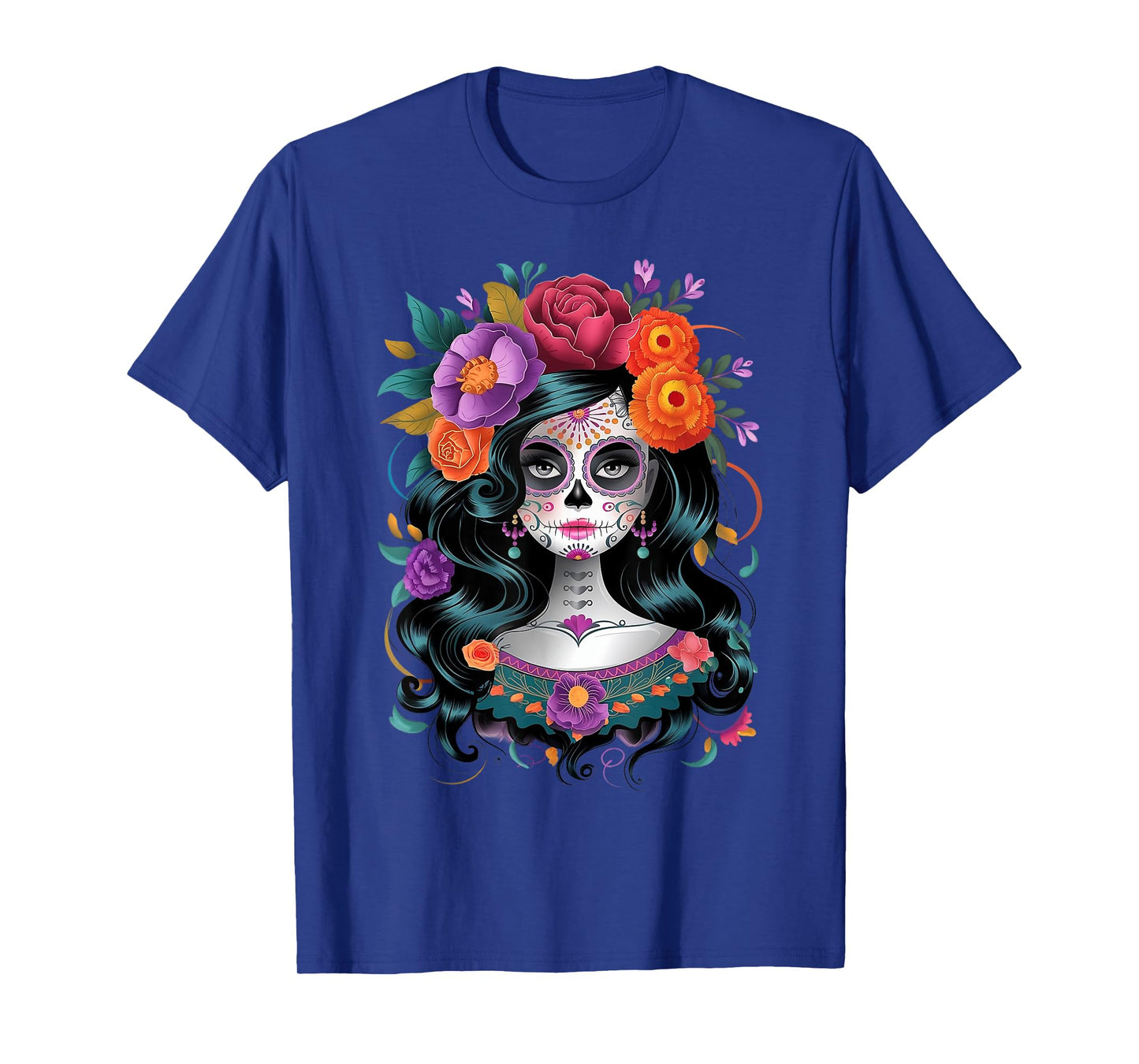 De Los Muertos La Catrina Day of the Dead Women Sugar Skull T-Shirt