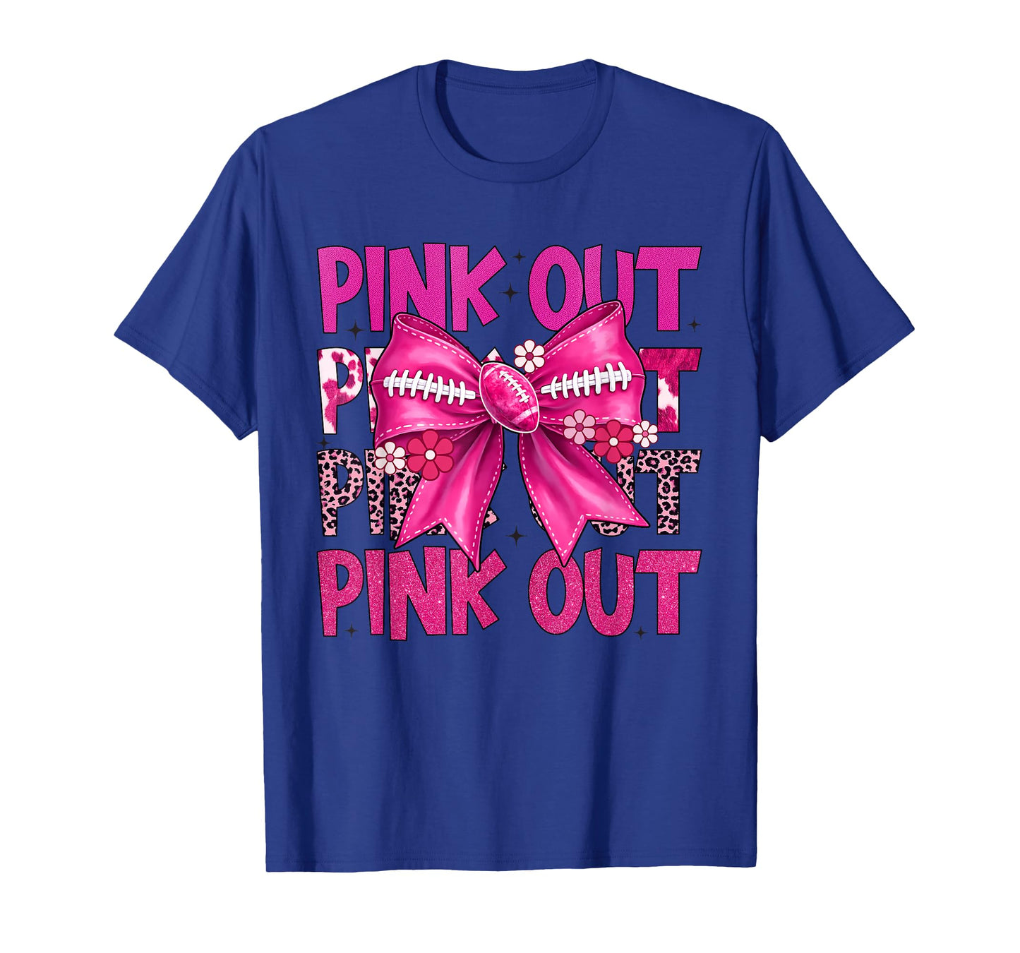Pink Out Football Shirt with Bow for Women Girls T-Shirt