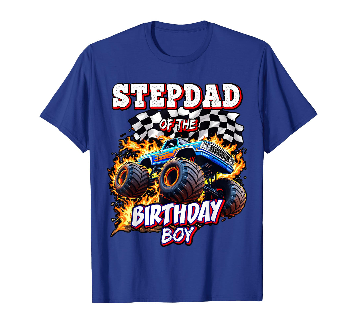 Stepdad of the Birthday Boy Monster Truck Birthday Novelty T-Shirt