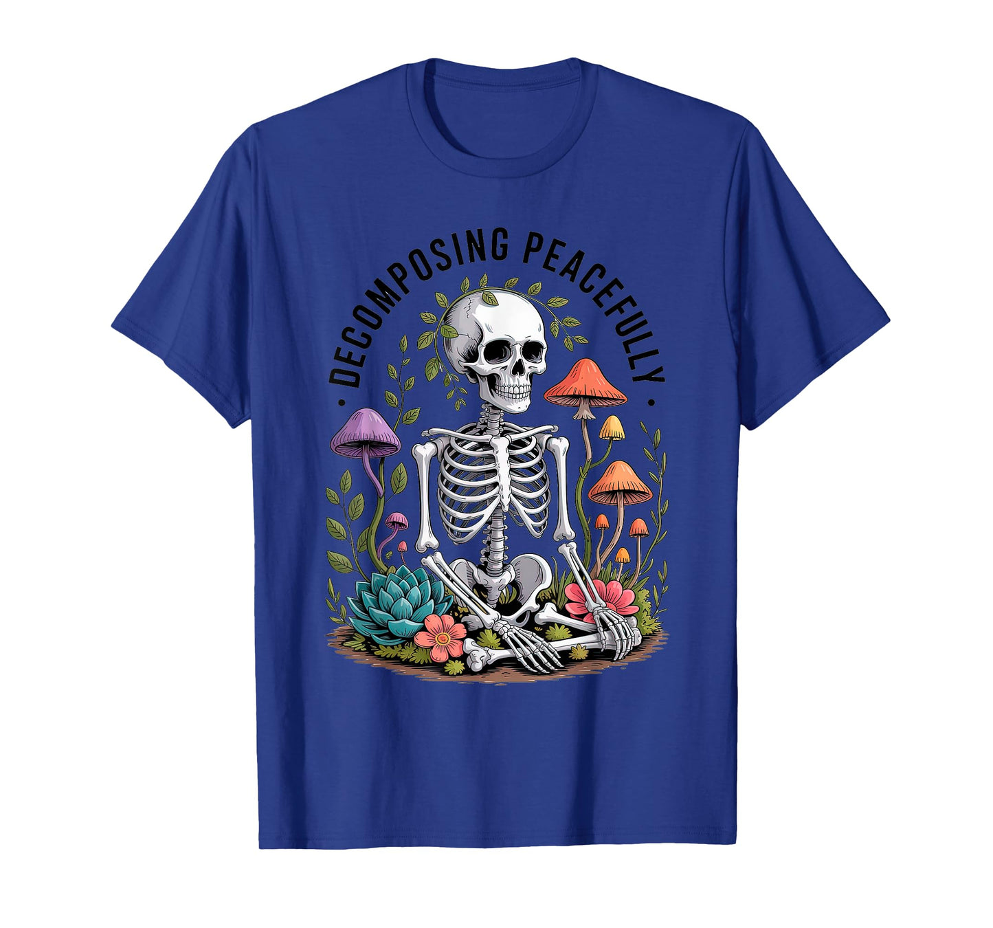 Decomposing Peacefully Skeleton with Potted Garden Plants T-Shirt