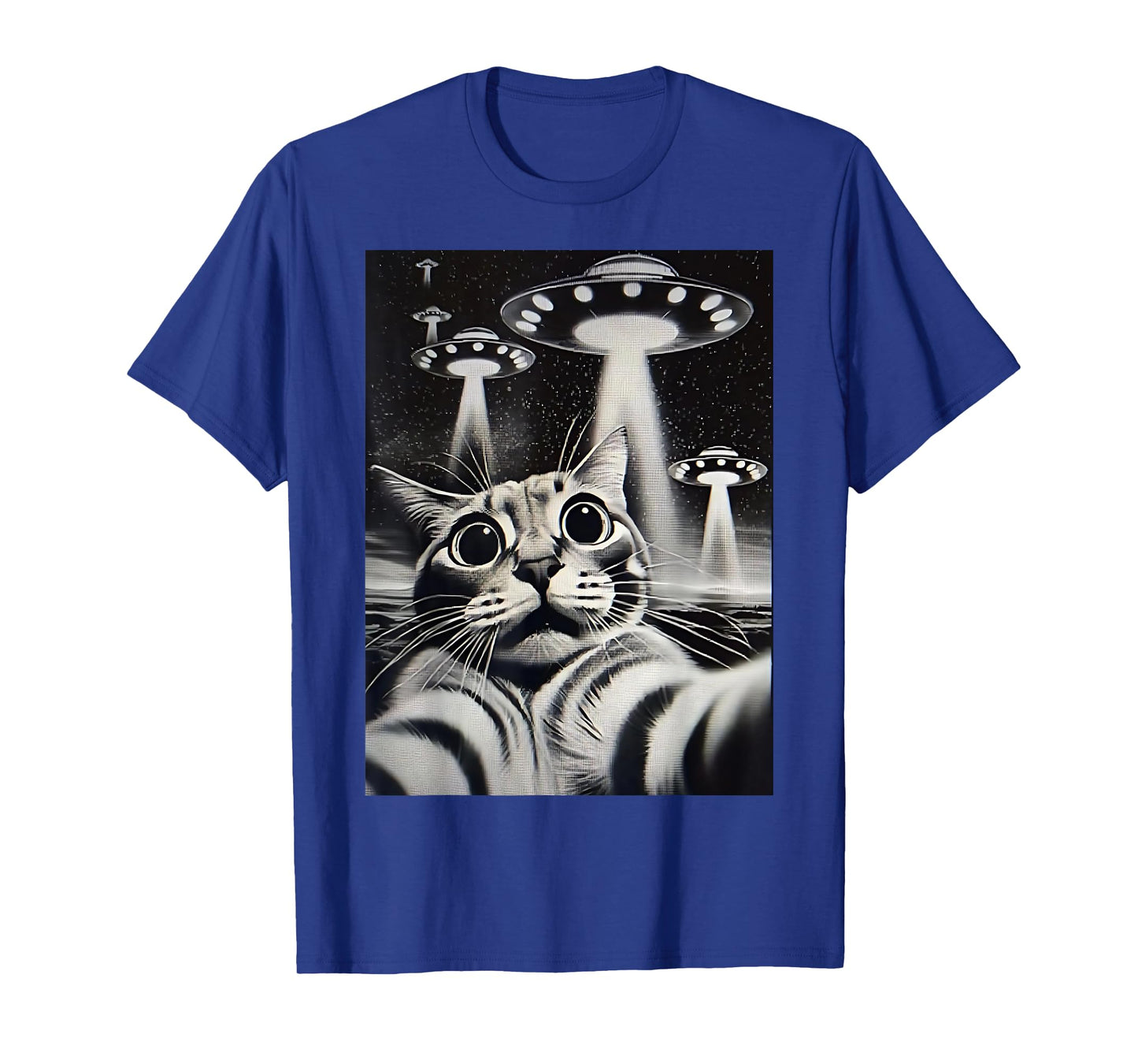 Cat Selfie With Alien UFO Funny T-Shirt