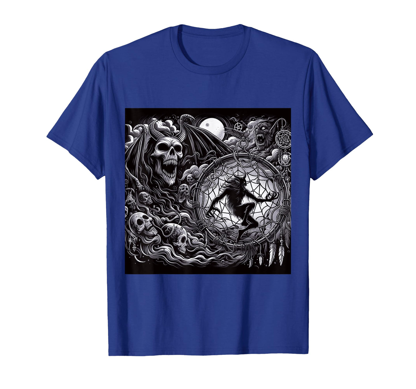 Demonic Occult Dreamcatcher Possessed Spiritual Horror Print T-Shirt