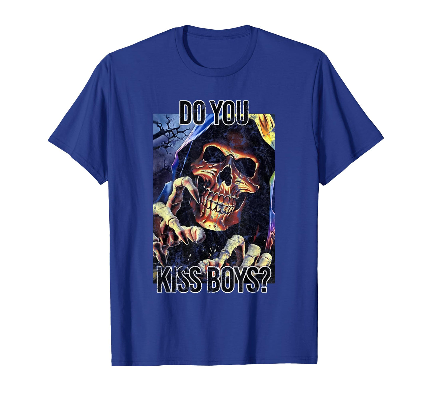 Do You Kiss Boys Skeleton Funny Saying Skull T-Shirt