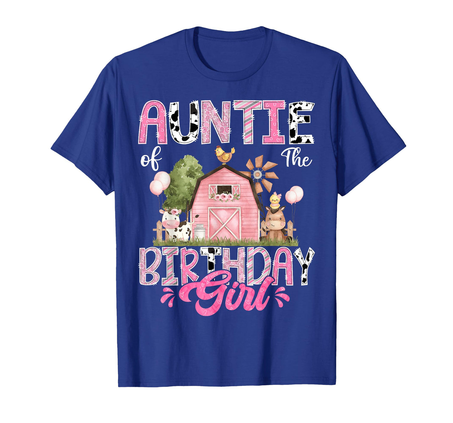 Auntie Of The Birthday Girl 1St Birthday Pink Cow Farm T-Shirt