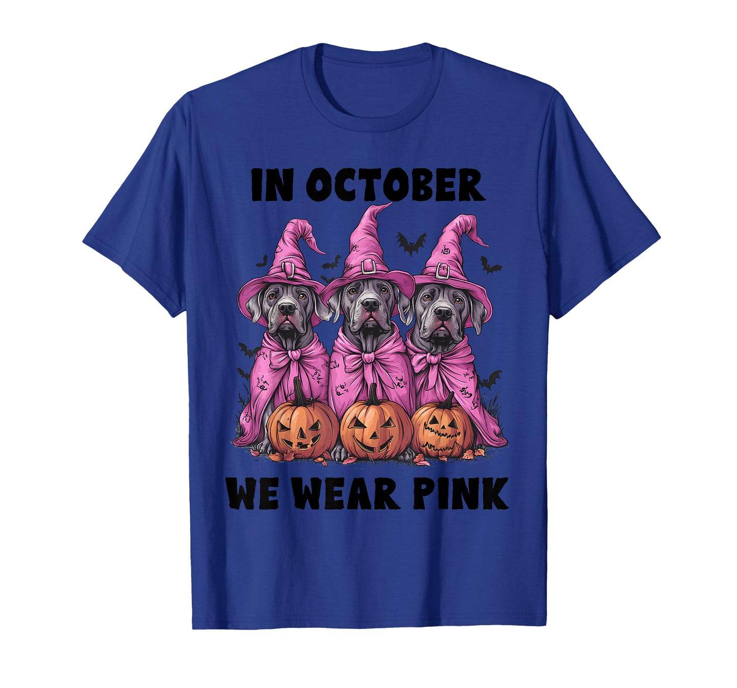 In October We Wear Pink Great Dane Halloween Breast Cancer T-Shirt