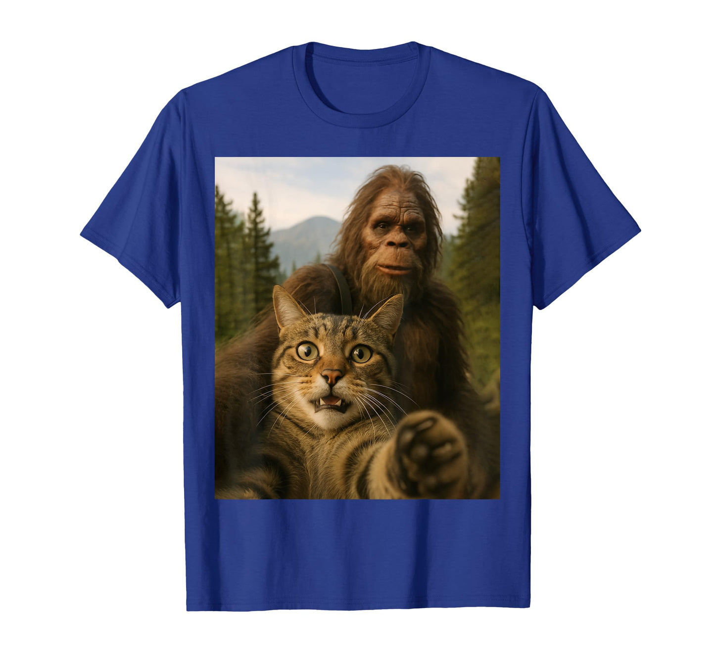 Cat Bigfoot Sasquatch Selfie Photo Funny Gifts Men Women Kid T-Shirt