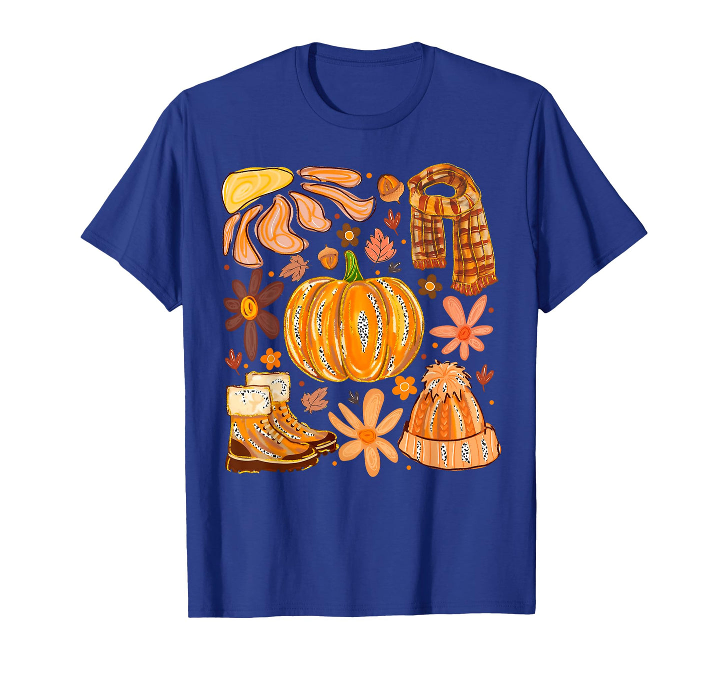 Sweater Boots Pumpkin Wildflower Thanksgiving Autumn Fall T-Shirt
