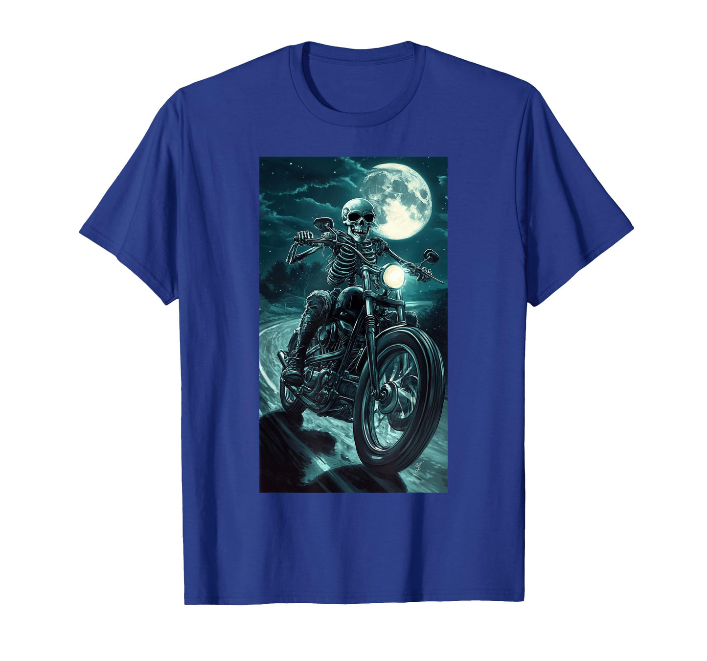 Cool Skeleton Riding Vintage Motorcycle Biker Art T-Shirt